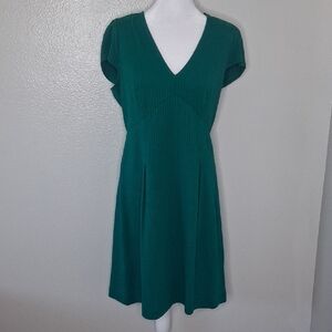 Boden Green Textured Dress Cap Sleeve Pullover V-Neck Size 8R